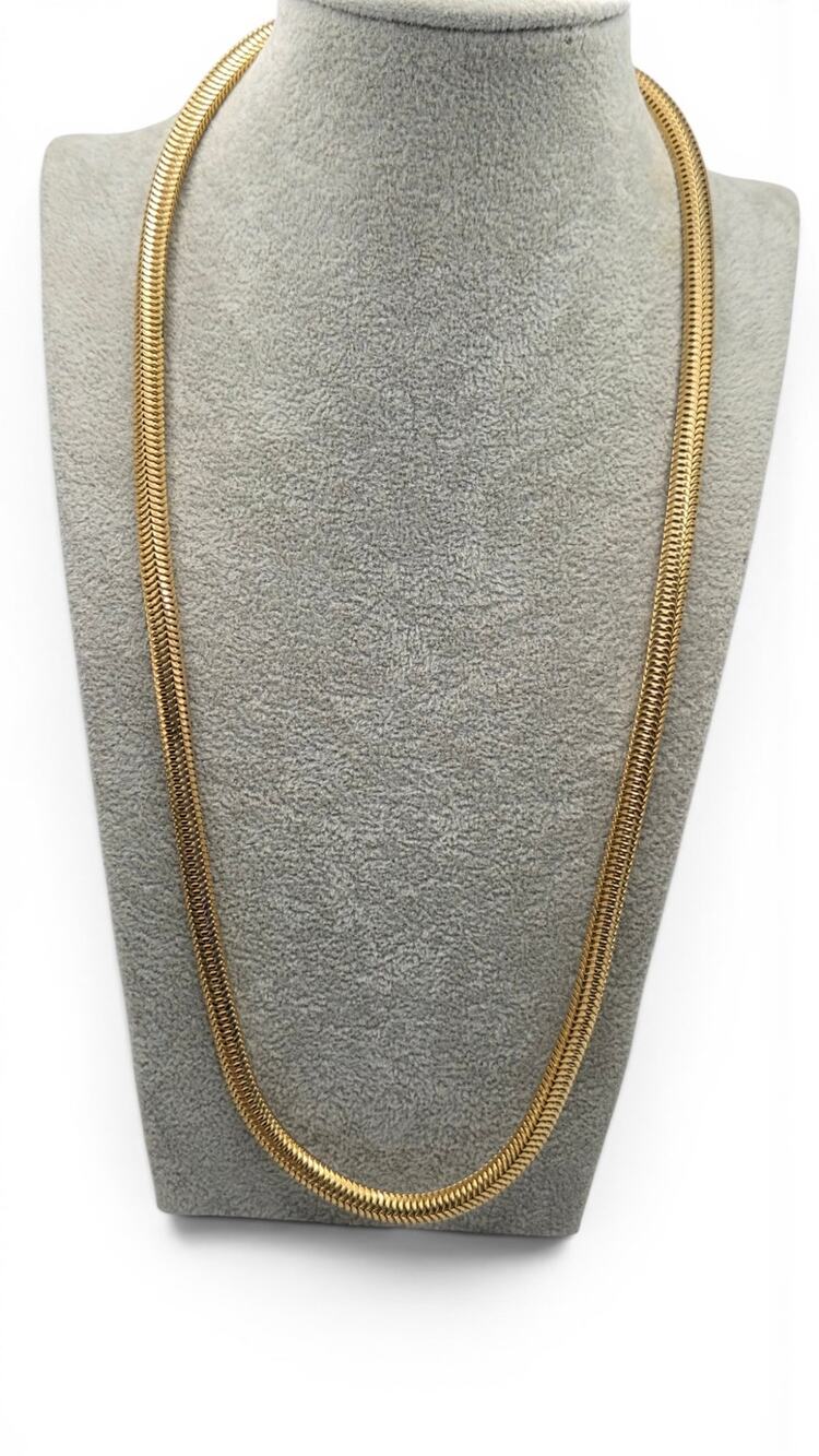 Vintage Gold Tone Herringbone Snake Chain Necklace 25.5 Inch